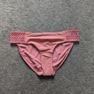 Pilyq red pink bikini bottom embroidered